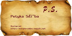 Petyka Sába névjegykártya
